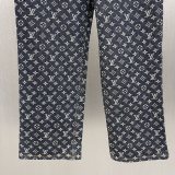 Louis Vuitton Classic Logo Jacquard Skateboarding Denim Jacket Set