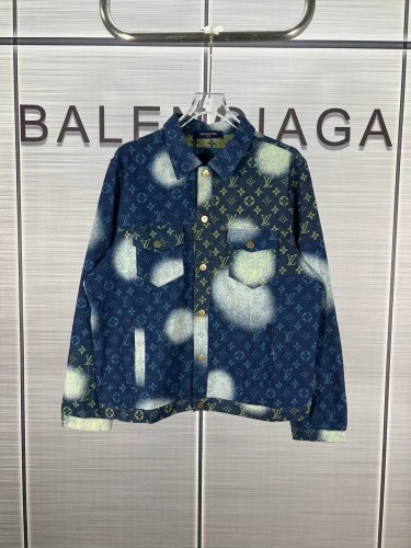 Louis Vuitton New Laundry Gradient Vintage Denim Coat Full Logo Rascal Jacket Coat