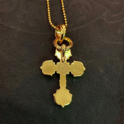 Chrome Hearts Fashion Classic Gold Plated Flame Cross Necklace