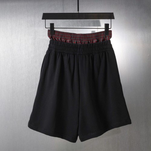 Balenciaga Couple Checkered Button Splicing Fake Two Embroidered Casual Shorts