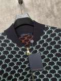 Louis Vuitton New Full Print Logo Jacquard Double sided Wool Knitted Zipper Jacket