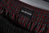 Balenciaga Couple Checkered Button Splicing Fake Two Embroidered Casual Pants