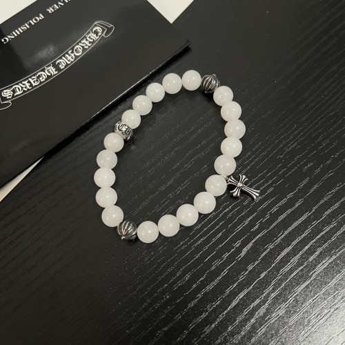 Chrome Hearts Natural Obsidian Bracelet Vintage 925 Pure Silver Cross Bracelet