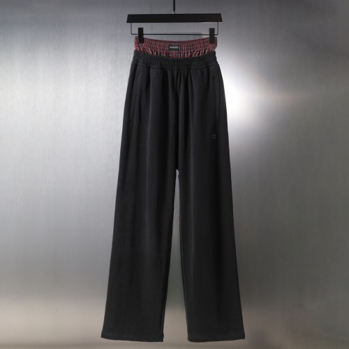 Balenciaga Couple Checkered Button Splicing Fake Two Embroidered Casual Pants
