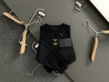 Prada Fashion Splicing Letter Logo Embroidered Round Neck Sweatshirt