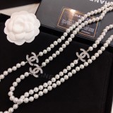 Chanel Classic New Double C Logo Pearl Long Chain Sweater Chain