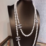 Chanel Classic New Double C Logo Pearl Long Chain Sweater Chain