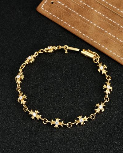 Chrome Hearts Fashion Cross Set White Diamond Bracelet