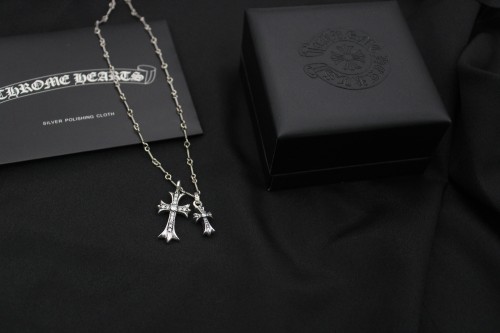 Chrome Hearts New Retro Diamond Double Cross Necklace