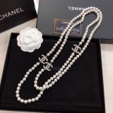 Chanel Classic New Double C Logo Pearl Long Chain Sweater Chain