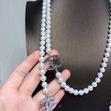 Chanel Classic New Double C Logo Pearl Long Chain Sweater Chain