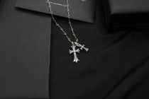 Chrome Hearts New Retro Diamond Double Cross Necklace