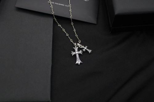 Chrome Hearts New Retro Diamond Double Cross Necklace