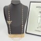 Chanel New Full Diamond Double C Hollow Bow Pearl Double Layer Sweater Chain