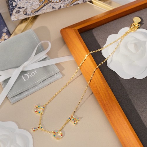 Dior New Rainbow Diamond Letter Necklace