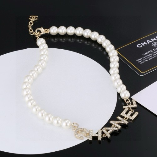 Chanel New Fashion Logo Pearl Necklace
