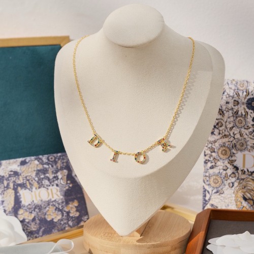 Dior New Rainbow Diamond Letter Necklace