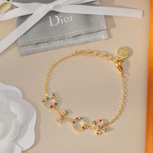 Dior New Exquisite Multi Color Diamond Logo Bracelet