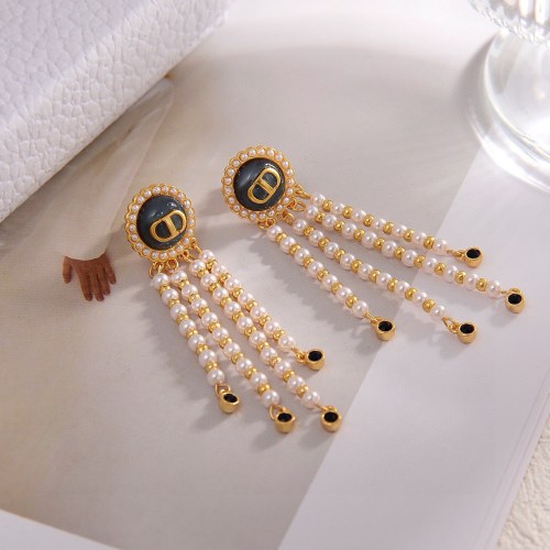 Dior New Fashion Pearl Tassel Earrings