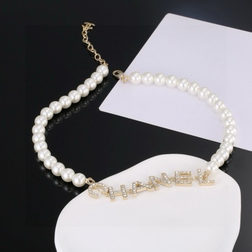 Chanel New Fashion Logo Pearl Necklace