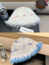 Chanel New Bow White Woolen Pot Hat Winter Fisherman