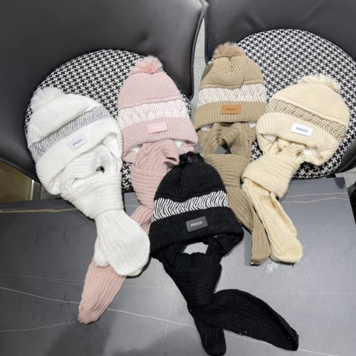 Prada New One Piece Scarf Plush Fisherman's Hat Women's Autumn/Winter Hat Winter Knitted Hat