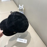 Chanel Retro Velvet Octagonal Hat Painter's Hat Newspaper Children's Hat