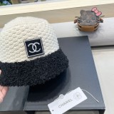 Chanel New Knitted Fisherman's Hat Color Contrasting Warm Bucket Hat