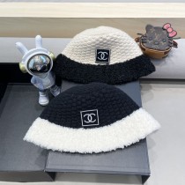 Chanel New Knitted Fisherman's Hat Color Contrasting Warm Bucket Hat