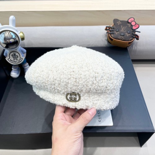 Gucci Autumn Lamb Fleece Beret Women's British Style Retro Bud Hat