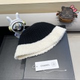 Chanel New Knitted Fisherman's Hat Color Contrasting Warm Bucket Hat
