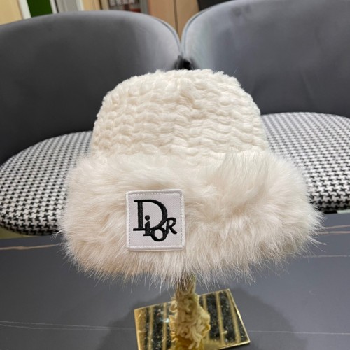 Dior Plush Edge Fisherman's Hat Versatile Knitted Wool Basin Hat