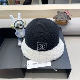 Chanel New Knitted Fisherman's Hat Color Contrasting Warm Bucket Hat