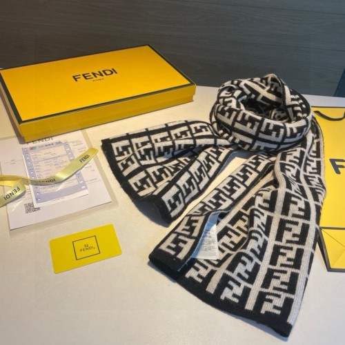 Fendi Classic Logo Jacquard Cashmere Scarf Size: 30 * 180 CM