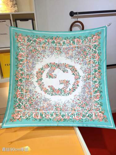 Dior Fashion Interlocking Double G Floral Printed Twill Silk Square Towel Size: 90 * 90 CM