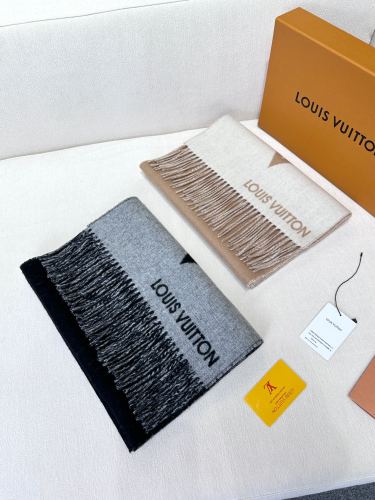 Louis Vuitton Classic Two Color Logo Jacquard Tassel Wool Scarf Size: 32.5 * 192 CM