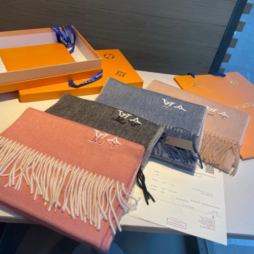 Louis Vuitton Classic Embroidered Logo Cashmere Scarf Size: 30 * 180 CM