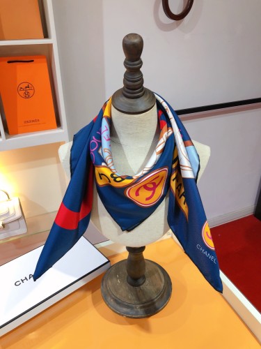 Chanel Fashion Logo Printed Twill Silk Scarf Size: 90 * 90 CM