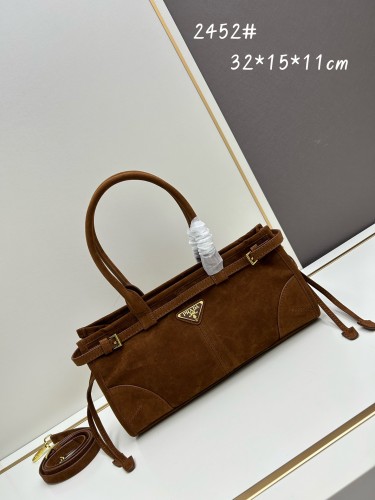 Prada New Retro Black Gold Oil Wax Leather Handbag