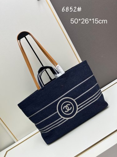 Chanel Fashion Striped Navy Style Beach Bag Size: 50x26x15 CM