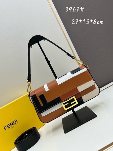 Fendi Fashion Leather Colorful Splicing Stick Handbag Size: 27X15 × 6 CM