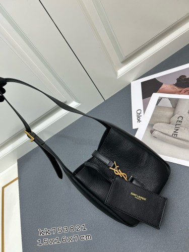 Yves Saint Laurent Classic Mini Black Lychee Pattern Underarm Bag Size: 15 × 16 × 7 CM