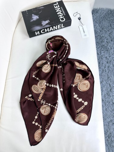 Chanel Versatile Small Fragrance Pearl Dark Pattern Jacquard Silk Square Towel Size: 90 * 900 CM