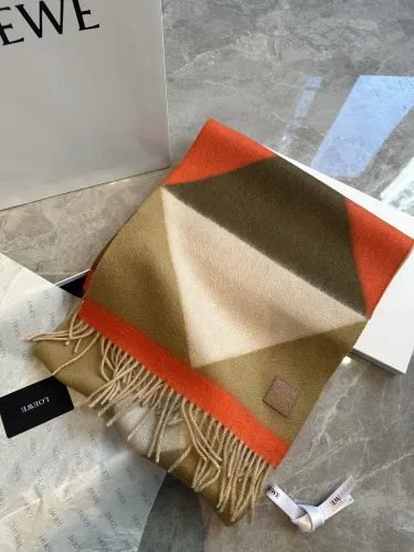 Loewe Classic Leather Logo Thousand Bird Grid Cashmere Scarf Size: 32 * 190 CM