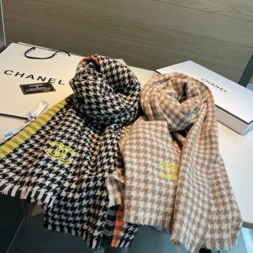 Chanel Fashion Versatile Silver Thread Small Grid Color Knitted Cashmere Scarf Size: 45 * 190 CM