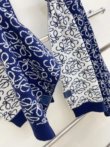 Loewe Classic Double Sided Full Logo Jacquard Wool Scarf Size: 20 * 163 CM