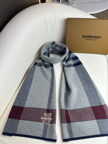 Burberry Classic Men's Embroidered TB Grid Cashmere Scarf Size: 32 * 180 CM
