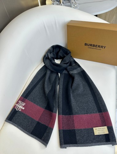 Burberry Classic Men's Embroidered TB Grid Cashmere Scarf Size: 32 * 180 CM