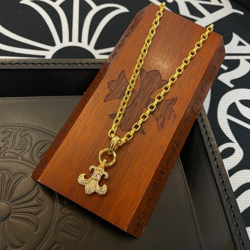 Chrome Hearts Classic Gold Diamond Set Letter Pendant Necklace