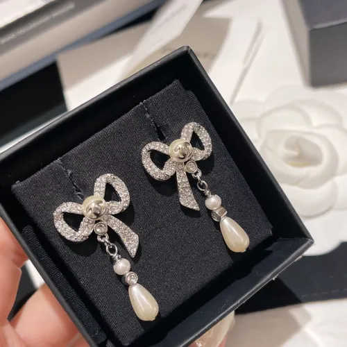Chanel New Fashion Full Diamond Bow Earrings